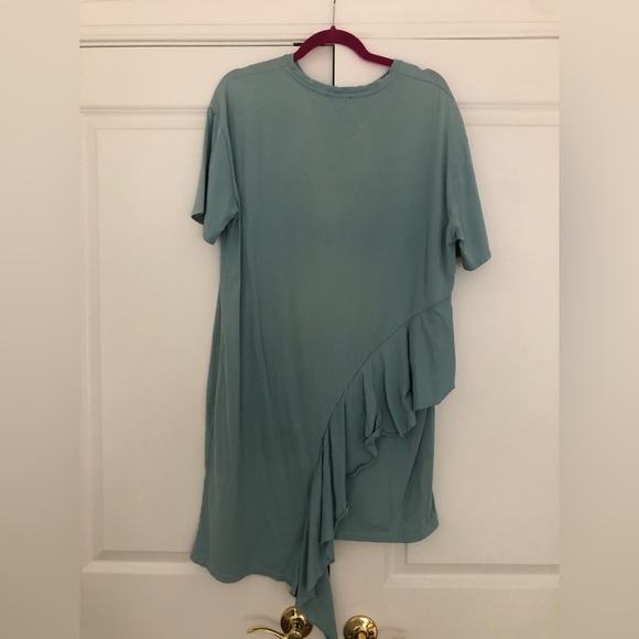 Zara Trafaluc Short Sleeve Ruffle T-Shirt Dress Blue Size Medium - Picture 2 of 3